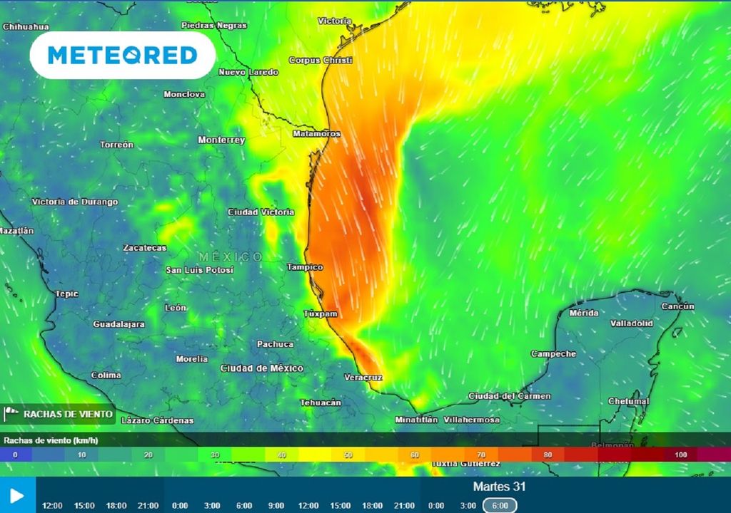 Modelo ECMWF - Ráfagas de viento en km/h Modelo ECMWF - Ráfagas de viento en km/h