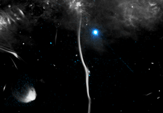 Terribile impatto nello spazio: una pulsar lanciata a milioni di km/h impatta contro un “osso” galattico, fratturandolo