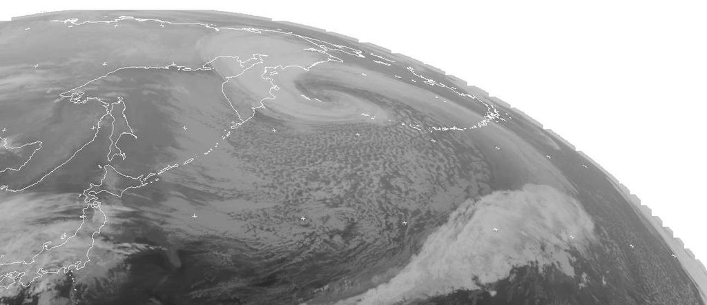 Imágenes IR de la borrasca para el 8 de noviembre a las 06 UTC.