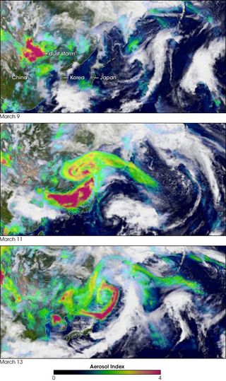Una tormenta de polvo sobre el este de China