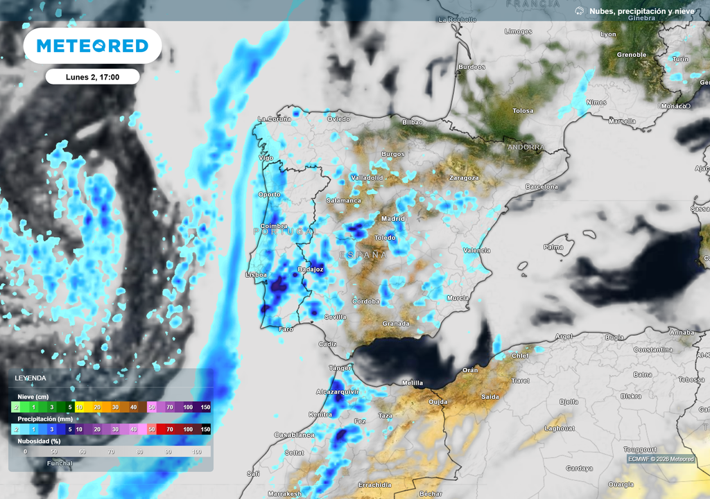 Los chubascos irán creciendo y extendiéndose por gran parte del territorio.