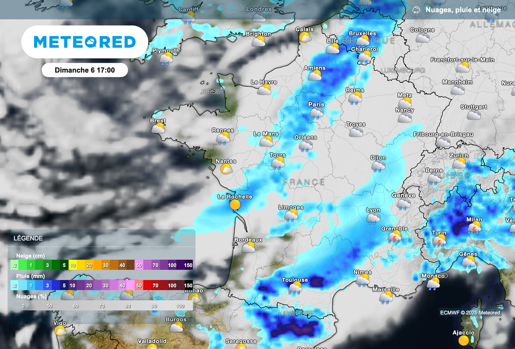 Une perturbation dimanche dans le nord-ouest de la France. Des orages entre le sud-ouest et le nord-est. Une perturbation dimanche dans le nord-ouest de la France. Des orages entre le sud-ouest et le nord-est.