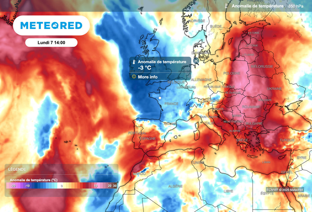 Arrivée d'une masse d'air d'origine polaire sur la France. Arrivée d'une masse d'air d'origine polaire sur la France.