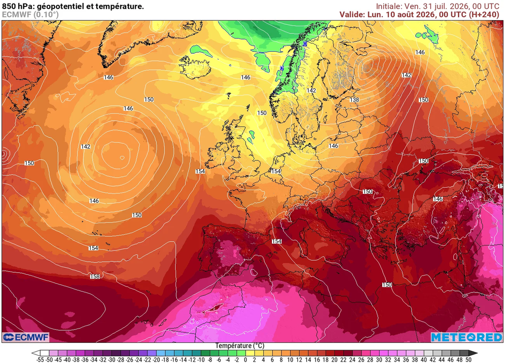 Selon le modèle européen ECMWF, météo moins chaude en seconde partie de semaine. Le modèle GFS lui opte pour un air plus chaud autour de la semaine du 10 août. À suivre... Selon le modèle européen ECMWF, météo moins chaude en seconde partie de semaine. Le modèle GFS lui opte pour un air plus chaud autour de la semaine du 10 août. À suivre...