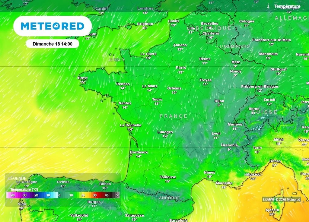 Maximales La fraîcheur s'annonce notable sur la quasi totalité de la France cet après-midi, contrastant nettement avec ce que nous avons pu connaître en première partie de semaine