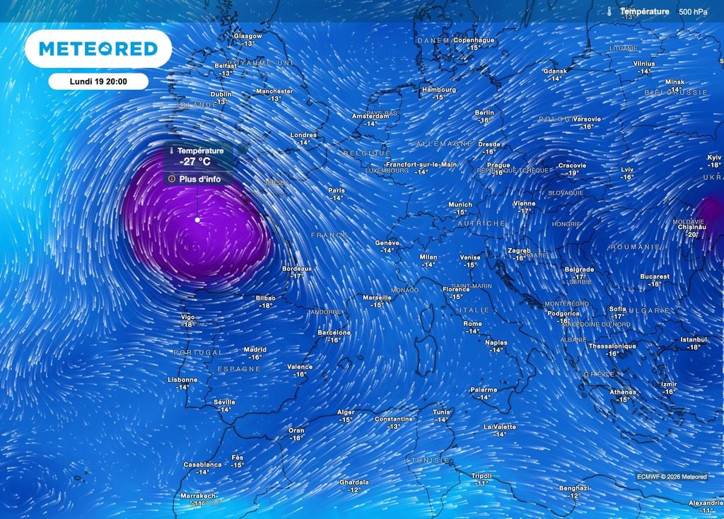 Une goutte froide positionnée sur le proche atlantique.
