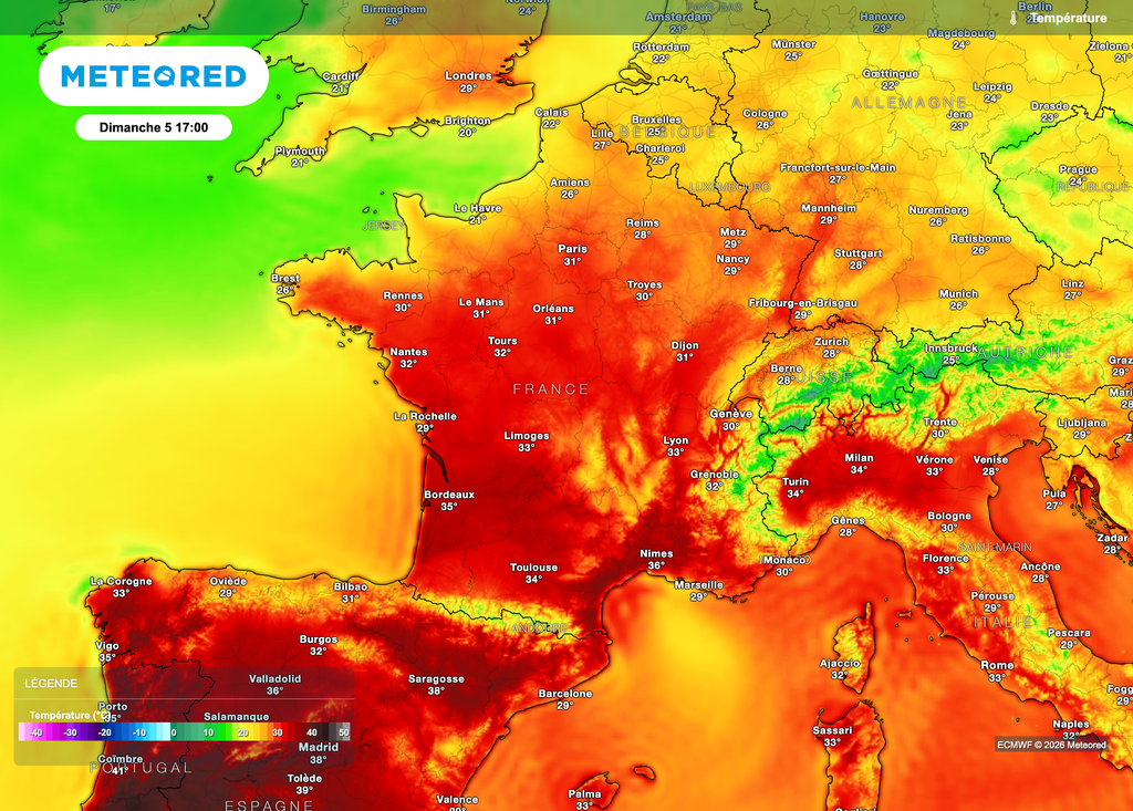 Une chaleur forte surtout au sud et à l'ouest ! Une chaleur forte surtout au sud et à l'ouest !