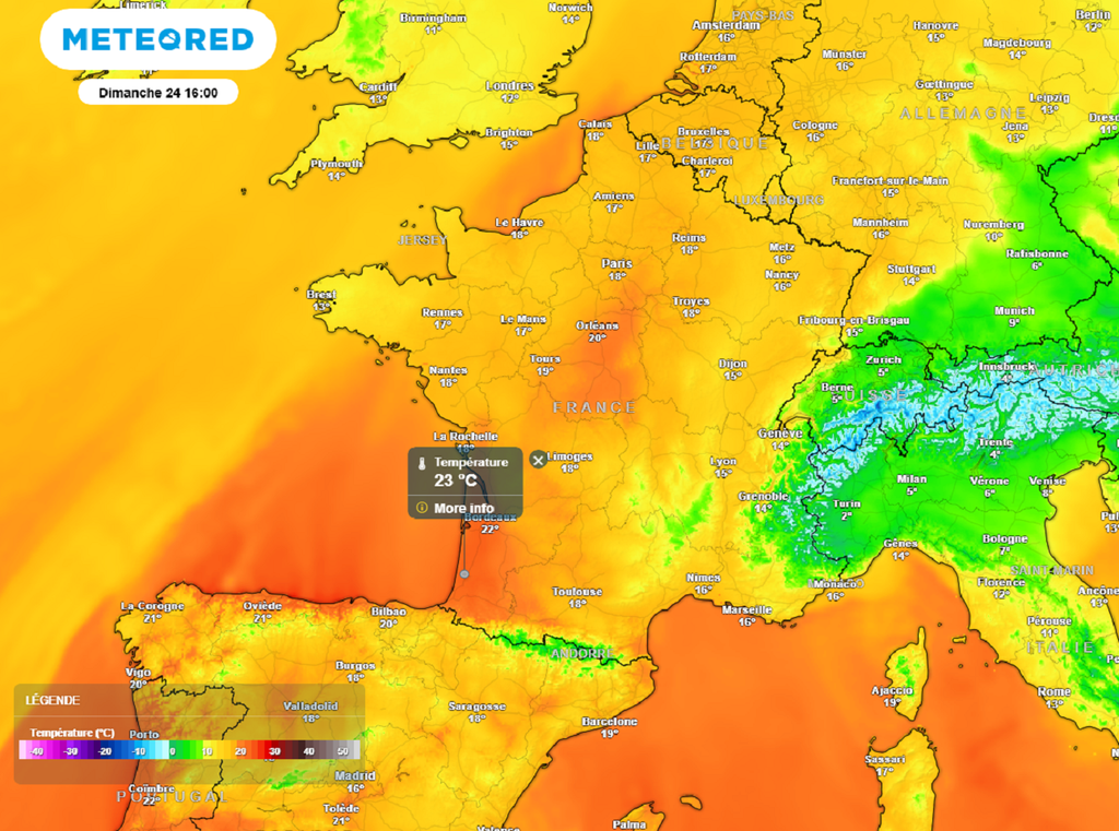 La douceur s'annonce remarquable dimanche après-midi avec parfois plus de 20°C dans le sud-ouest !