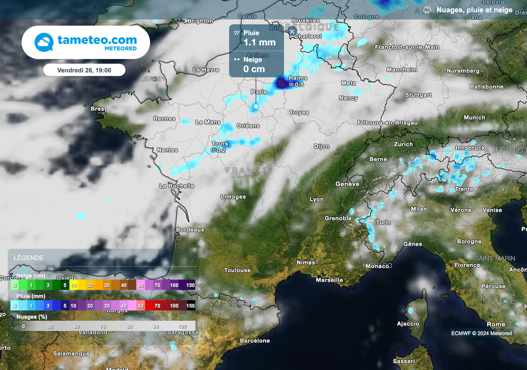 Quelques pluies faibles vendredi après-midi dans les régions du nord-ouest.