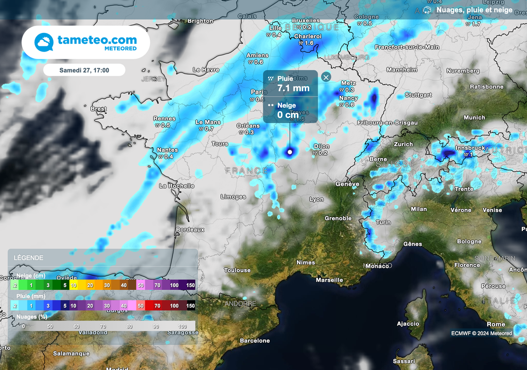Un temps maussade sur une grande partie du pays samedi après-midi.