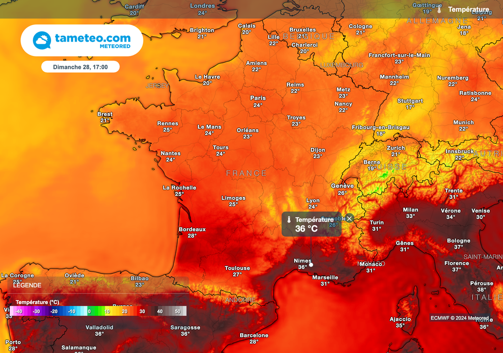 Très fortes chaleurs dimanche après-midi dans le sud-est de la France.