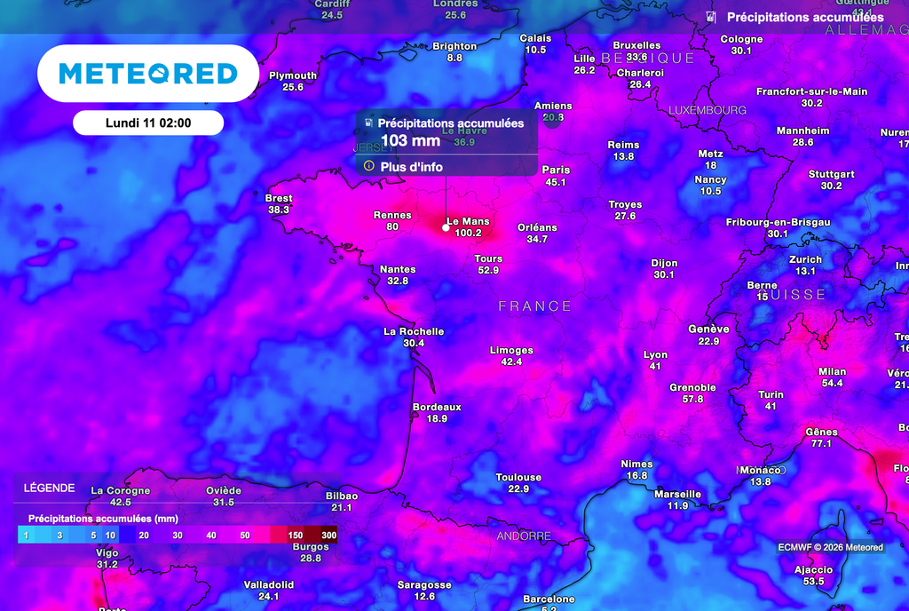 Des pluies encore copieuses attendues en France.