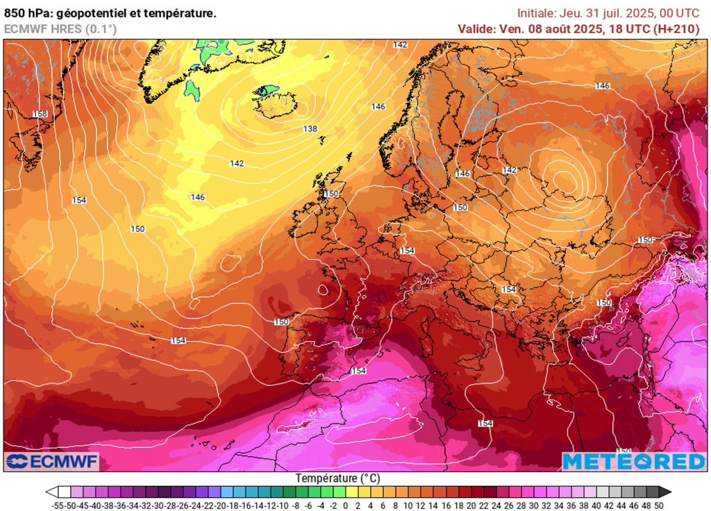 Un air très chaud pourra être advecté sur la France d'ici le 8-10 août environ. Un air très chaud pourra être advecté sur la France d'ici le 8-10 août environ.