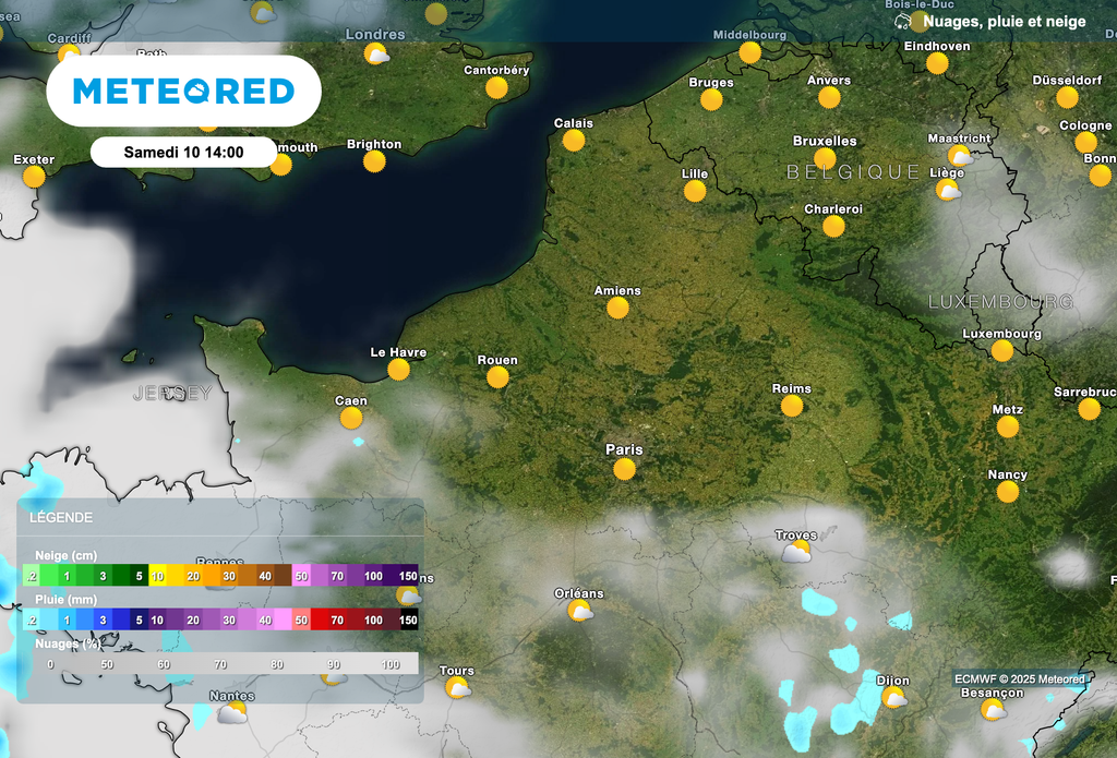 Météo très printanière ce samedi après-midi entre Paris et Lille. Météo très printanière ce samedi après-midi entre Paris et Lille.