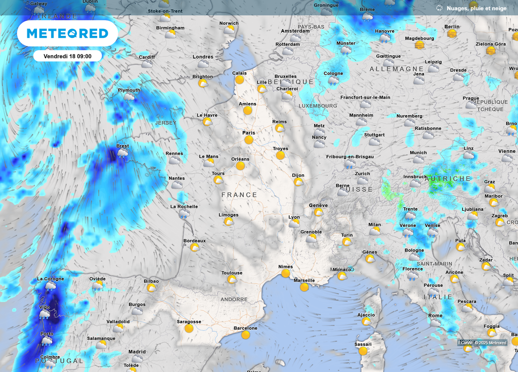 Nébulosité et pluies vendredi Nébulosité et pluies vendredi