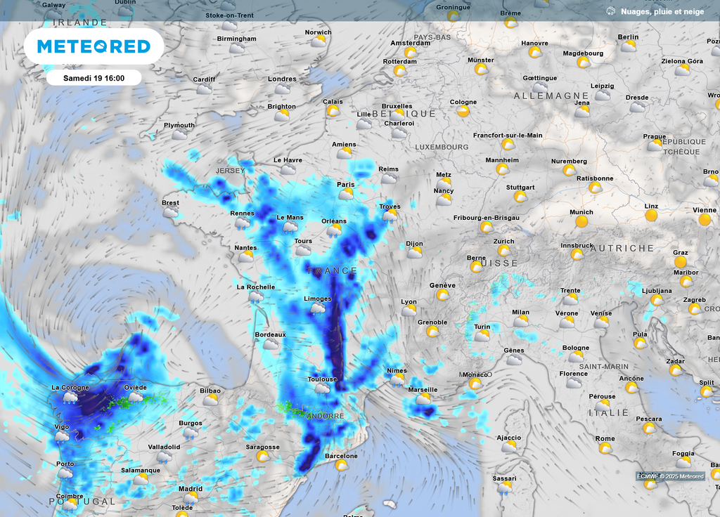 Nébulosité et pluies samedi Nébulosité et pluies samedi