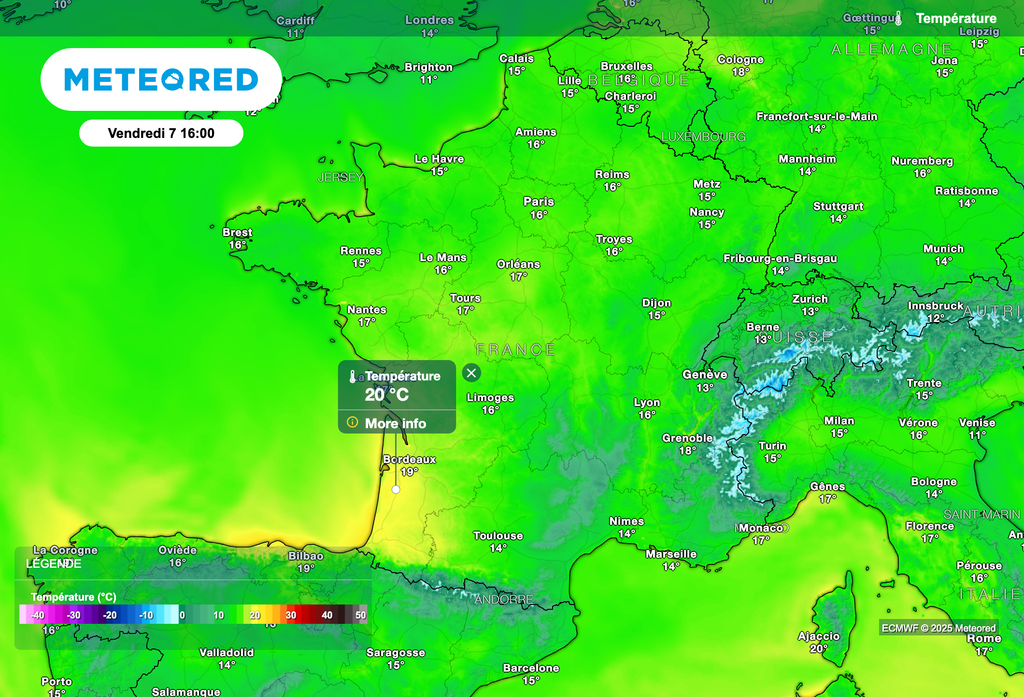 Grande douceur cet après-midi : plus de 20°C dans le sud-ouest de la France !