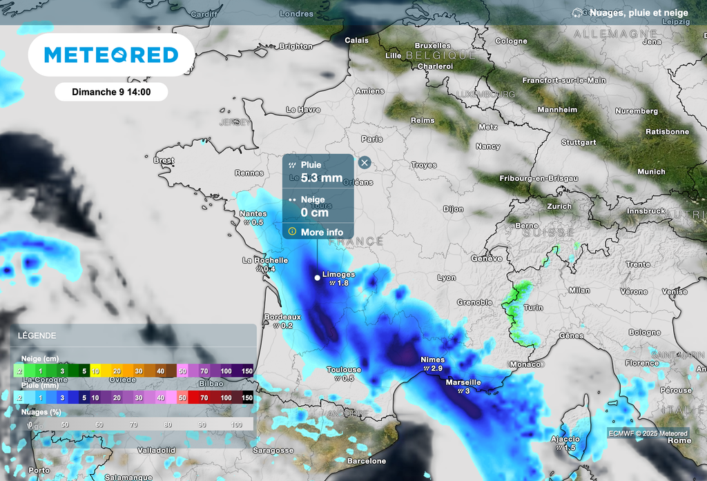 Des pluies localement soutenues attendues dimanche !
