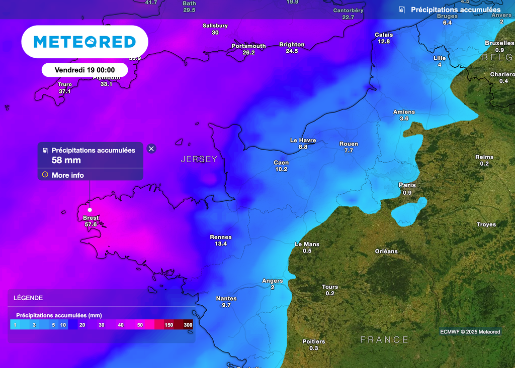 De fortes pluies attendues en Bretagne demain après-midi. De fortes pluies attendues en Bretagne demain après-midi.