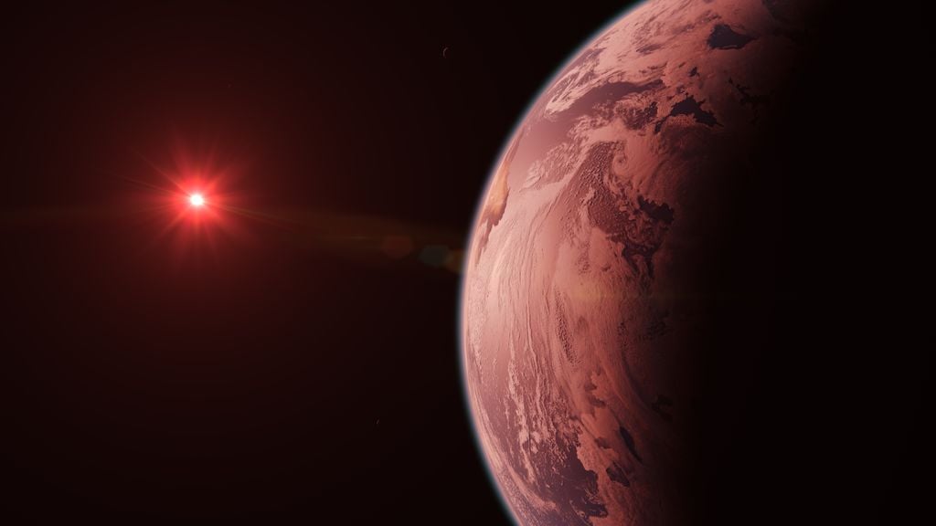 Exoplanète Planète espace Galaxie étoile Terre Voie Lactée Naine Rouge L'étoile autour de laquelle GJ 3378 b tourne est une naine rouge.