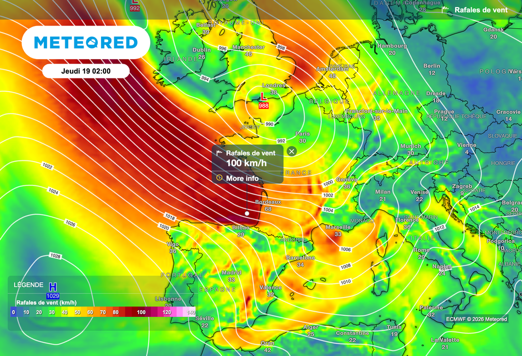 Très fortes rafales de vent attendues entre mercredi soir et jeudi.