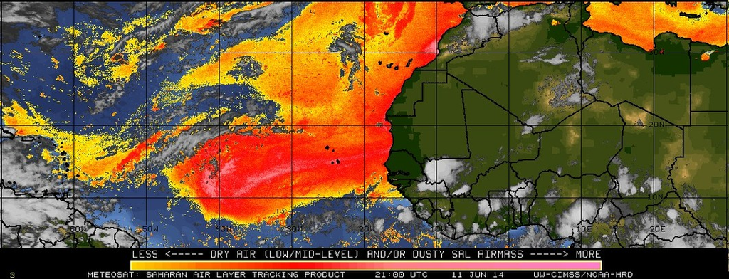 Producto de seguimiento Layer Meteosat-10 de aire del Sahara Producto de seguimiento Layer Meteosat-10 de aire del Sahara (haga clic para ver la animación)