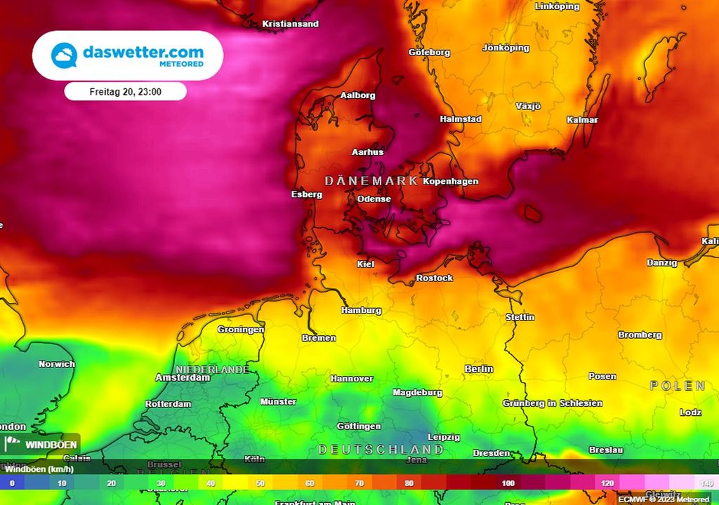 Unwetterwarnung Vor Orkanböen, Schwerem Sturm Und Einer Markanten ...