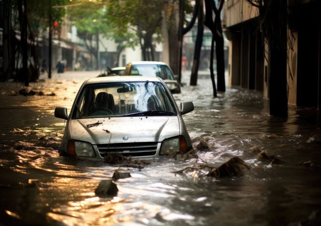 überschwemmungen, straßen, autos
