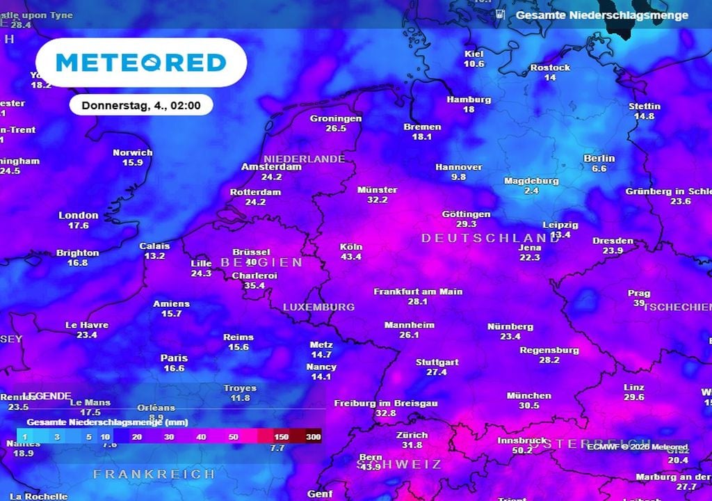 Die nächsten Tage bringen regional schwere Unwetter mit Starkregen und Überflutungsgefahr.