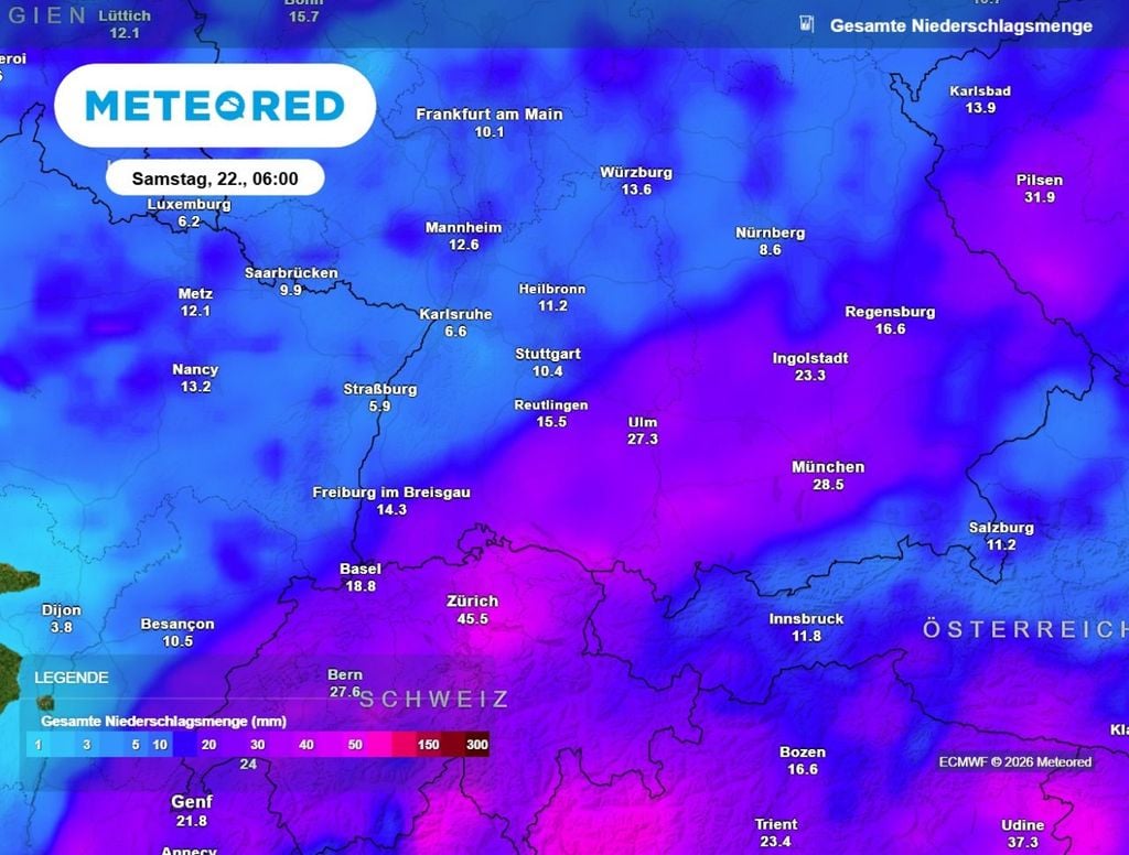 starkregen, wetter, unwetter Im Südosten drohen ab Freitagabend heftige Regenfälle durch schwere Gewitter.