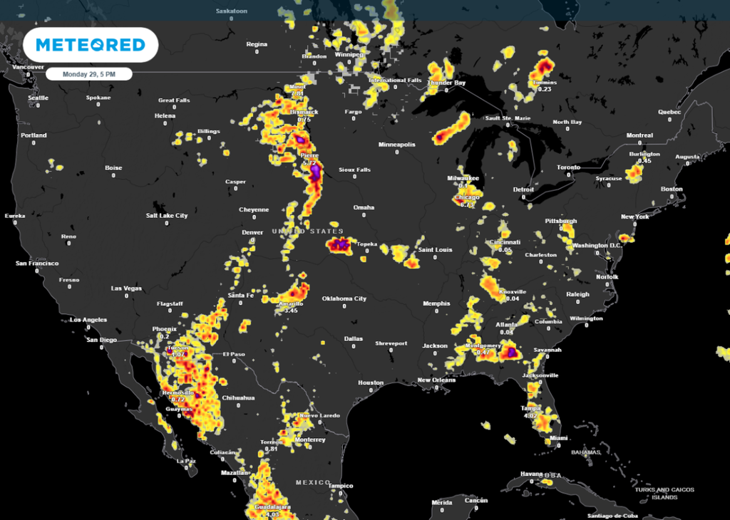 Lightning activity forecast for 6 PM today.