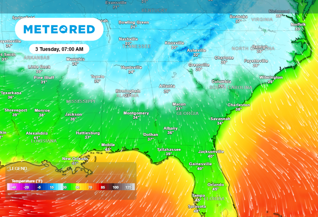 Cold will sweep southward early in the week and be felt as far south as Florida.