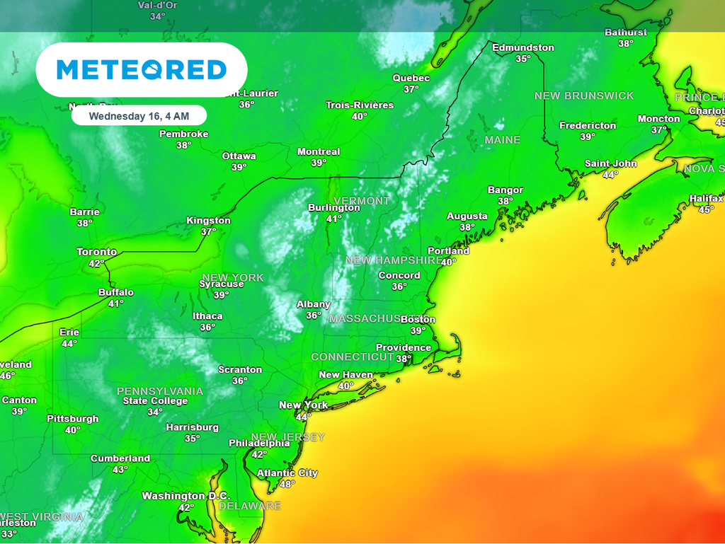 Forecast for early Wednesday morning shows a chill in the air for the Northeast.