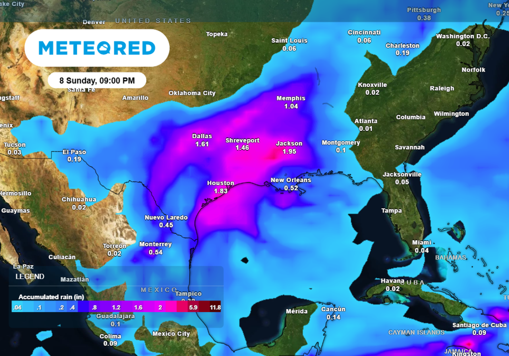 Total rainfall forecast from Thursday through the weekend.