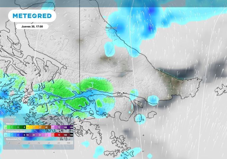 Ushuaia podr&iacute;a quedar bajo una nevada persistente mientras el viento del sudoeste azota la Patagonia