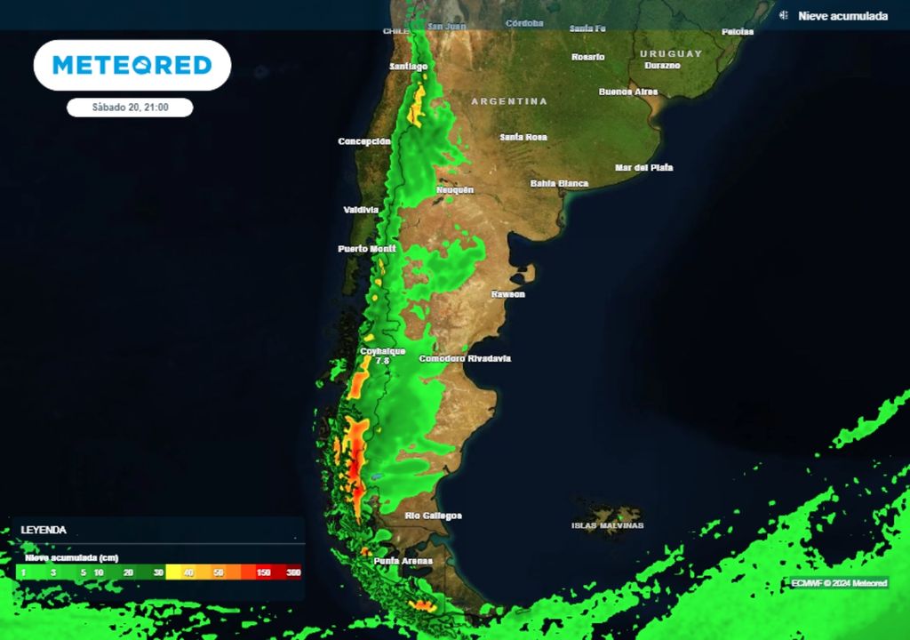 Nieve acumulada Argentina