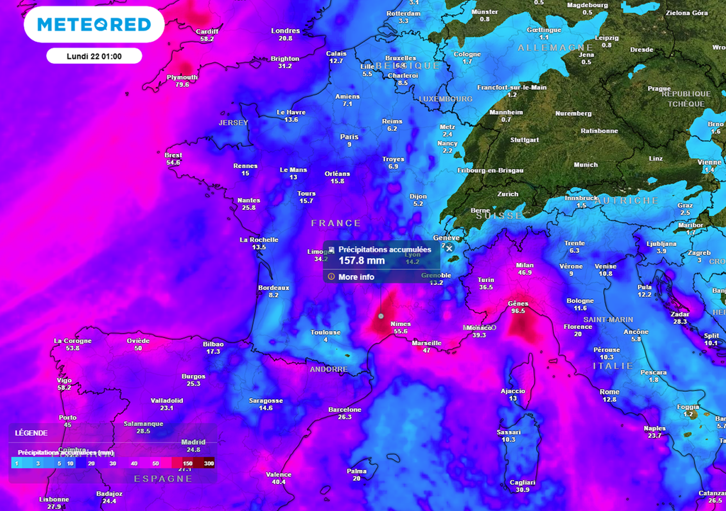 Les cumuls de pluies dans le sud-est seront d'autant plus à suivre la semaine prochaine qu'ils seront déjà conséquents au cours des prochains jours.