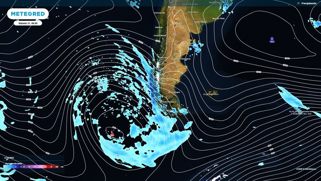 Un gran sistema ciclónico llevará un frente a la zona austral de Chile. La lluvia, nieve y tormentas eléctricas estarán presentes durante el fin de semana en la Patagonia.