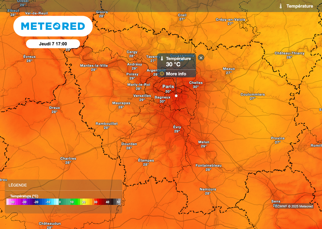 30°C à Paris jeudi après-midi.