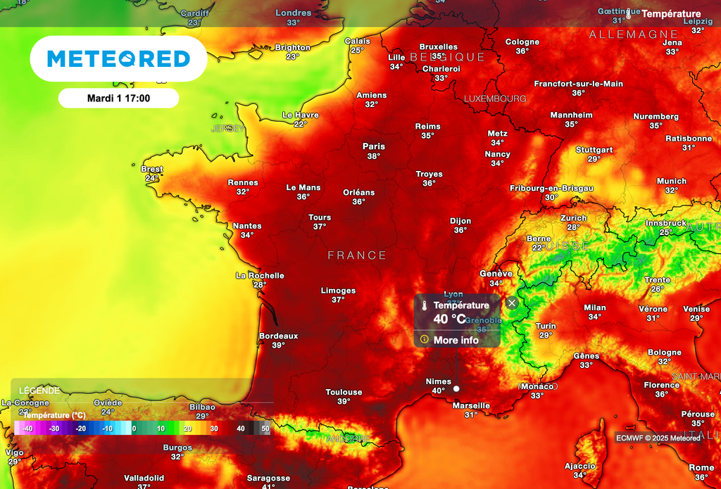 Près de 40°C attendus en région parisienne cet après-midi.
