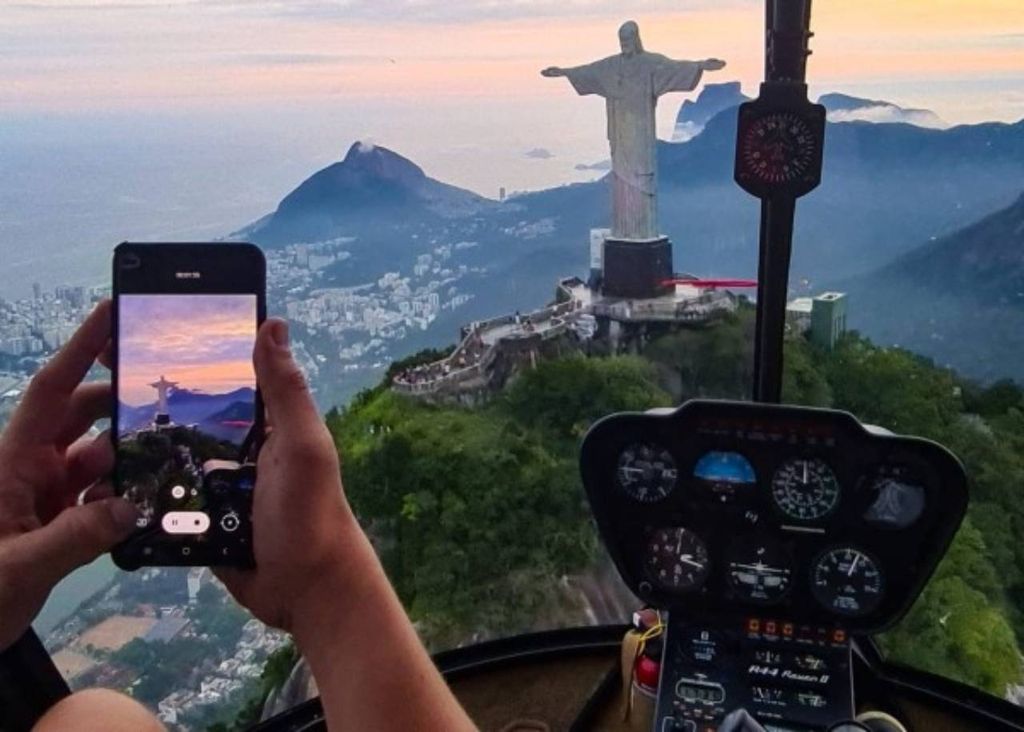 passeio de helicóptero, Cristo redentor, Rio de Janeiro