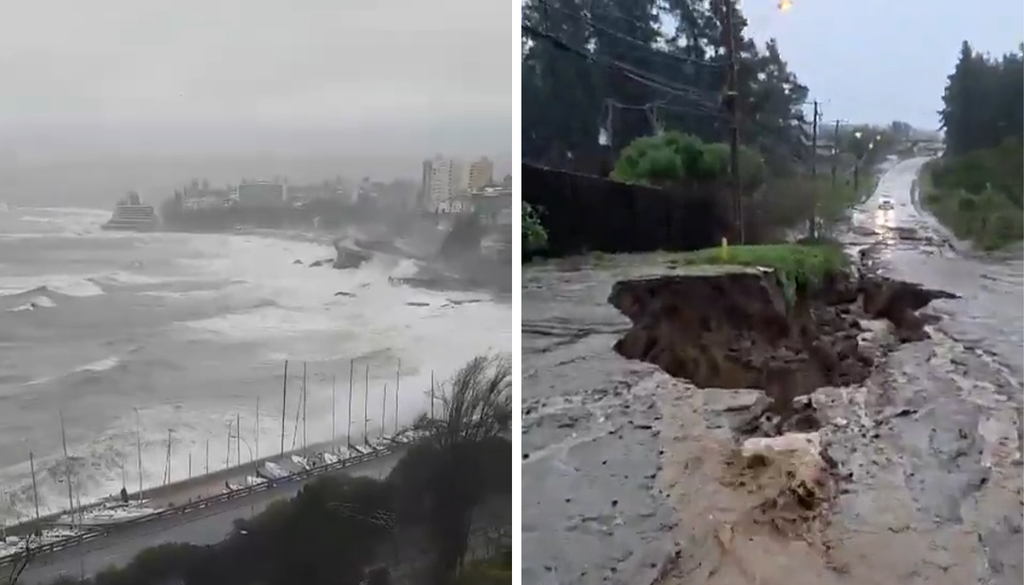 daños por temporal en Valparaíso En la región de Valparaíso se reportan fuertes marejadas y socavones ocasionados por el fuerte temporal, entre otros daños.