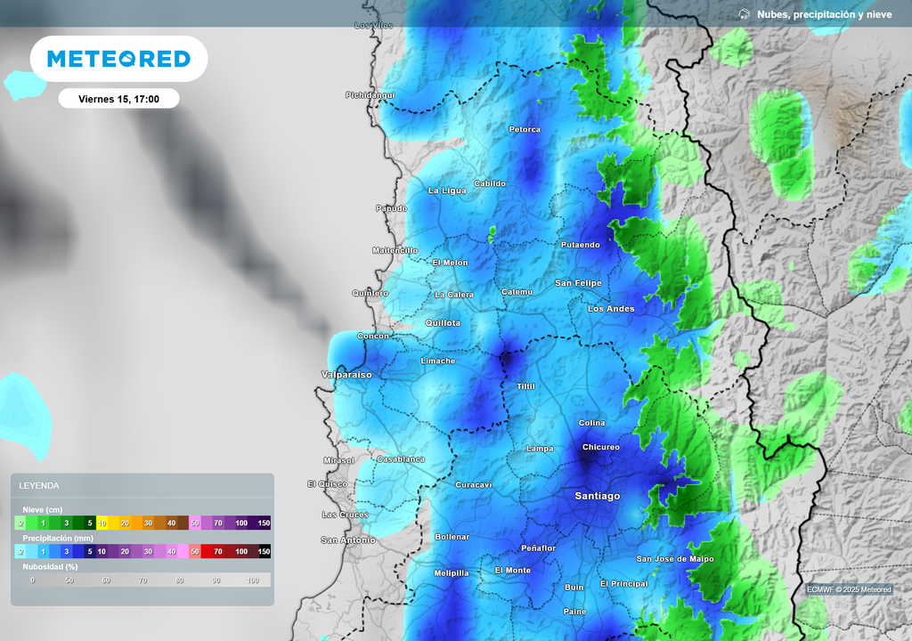 mapa de lluvia y nieve.