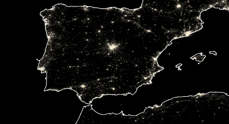 Variaciones lumínicas de las noches en España