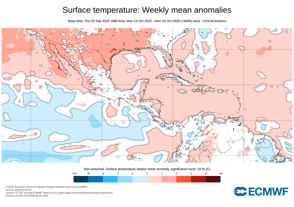 Anomalía de temperaturas en grados Celsius