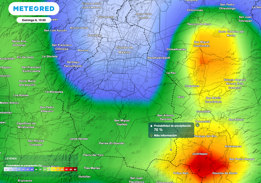 Probabilidad de lluvia CDMX Probabilidad de lluvia CDMX