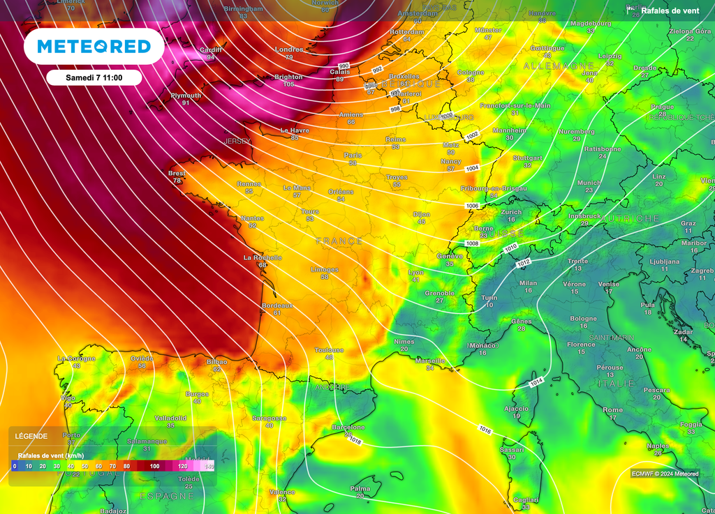 Dès la matinée, un vent modéré à fort sera présent sur une bonne partie de la France.