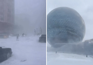 Video: poderosa ventisca en Kazajist&aacute;n provoca accidentes vehiculares y atrasos en vuelos