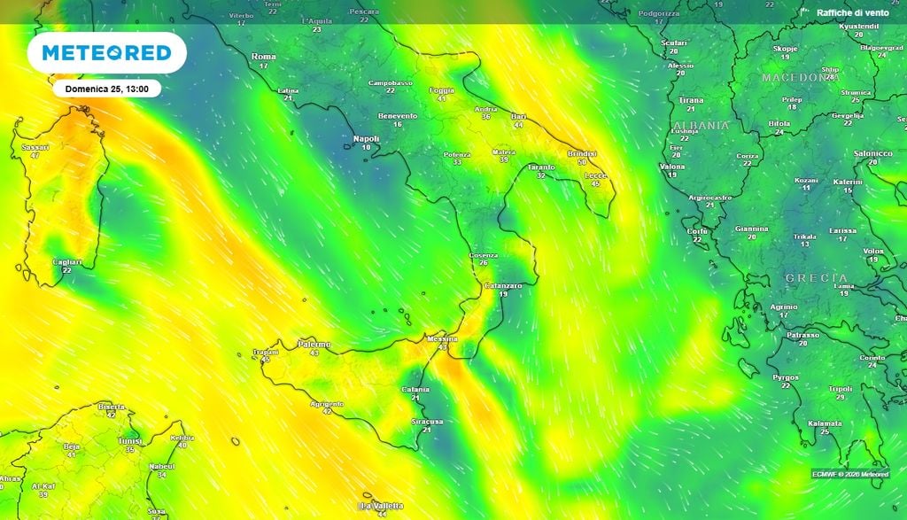 Raffiche di vento fino ai 50 km/h su Puglia e Molise