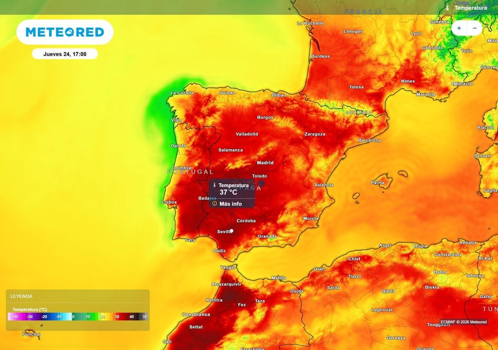 Las temperaturas podrían superar los 37-38 ºC en las horas centrales del día.